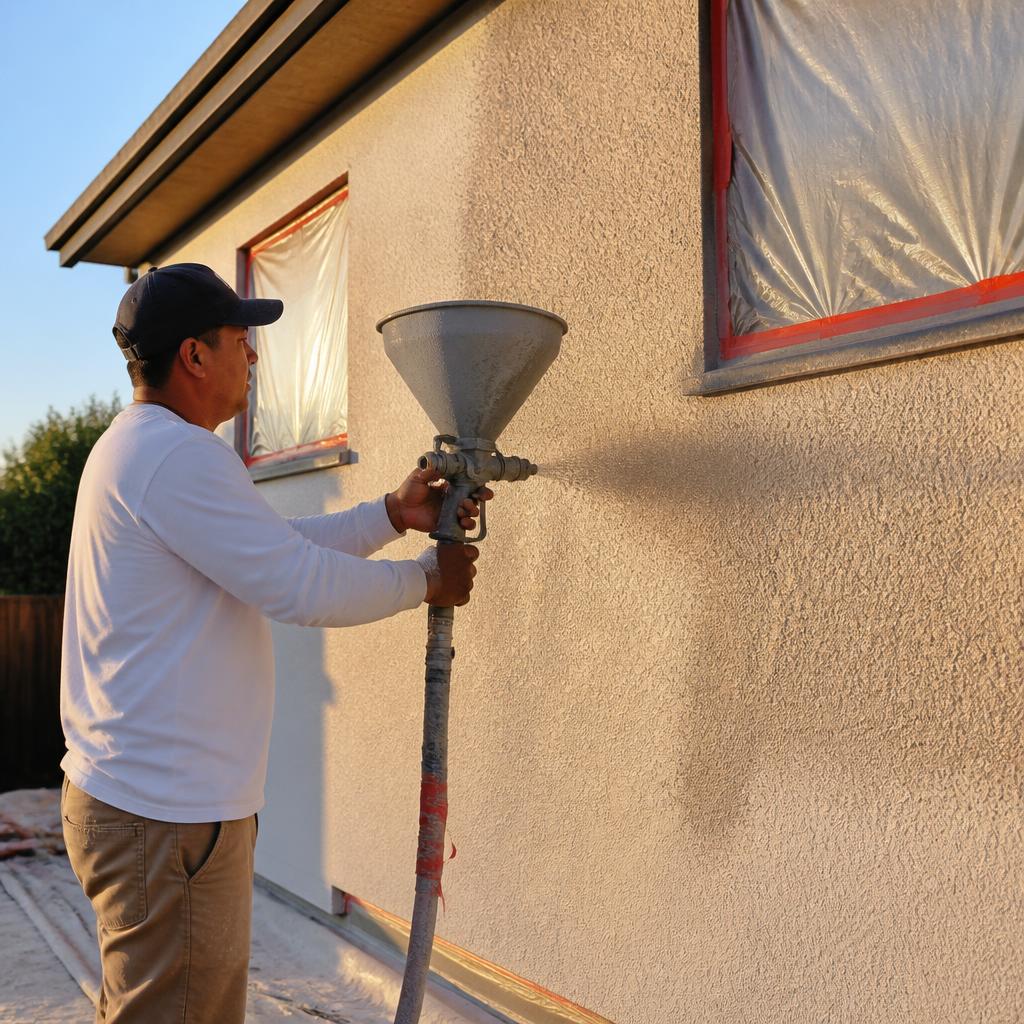 Textured Finish Application | In Progress · Fallbrook